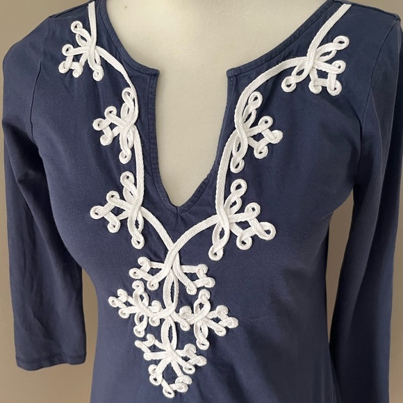 Lilly Pulitzer Marina Pima Cotton Embroidered Quarter Sleeve Shift Mini Dress XS - Picture 10 of 10